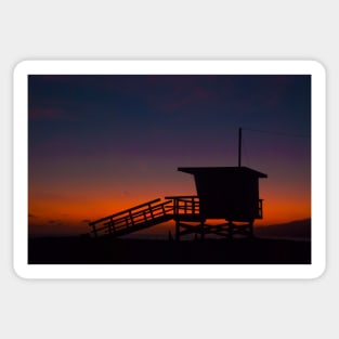 Sunset Lifeguard Hut, Zuma beach, Malibu, California Sticker